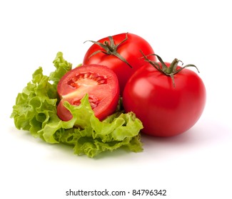 Tomato, Cucumber Vegetable And Lettuce Salad Isolated On White Background