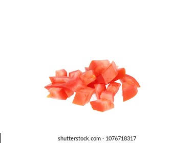 Tomato Diced On White Background