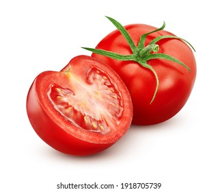 Tomato with half isolated on white background