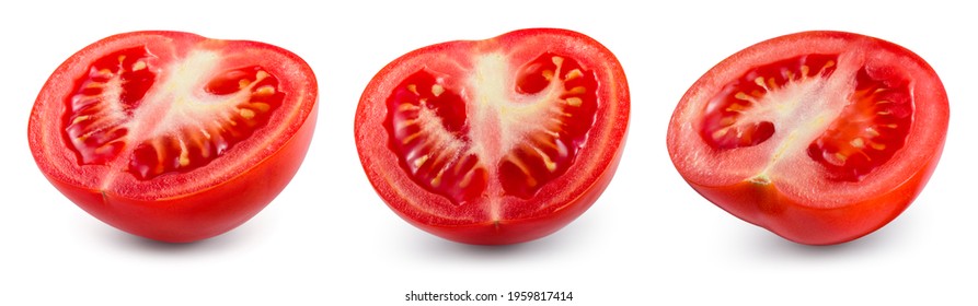 Tomato half isolated on white background. Tomato slice isolate. TomatoesÂ side view. Set of slice tomatoes. Clipping path. - Powered by Shutterstock