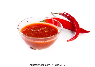 Tomato Hot Sauce In A Glass Bowl