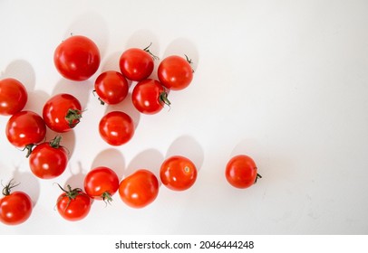 Tomato Isolate. Tomatoes Top View, Side View.