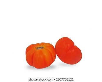 Tomato Isolated On A White Background. Two Fresh Red Tomatoes