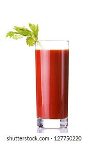 Tomato juice, bloody mary isolated on white