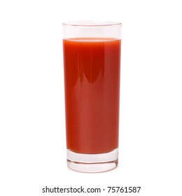 Tomato Juice Glass Isolated On White Background