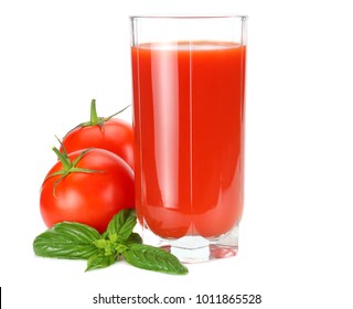 tomato juice isolated on white background. juice in glass