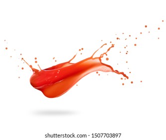 Tomato Juice Splash Isolated On White Background