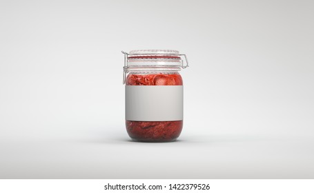 Tomato Puree In A Jar With A White Label