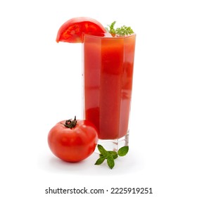 Tomato Red Juice Isolated On White Background.