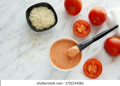 Tomato And Rice Water Skin Whitening Facial Mask, Natural Homemade Beauty Products.