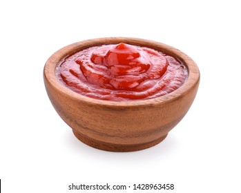 Tomato Sauce In A Bowl On White Background.