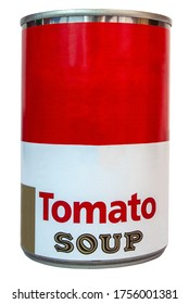 Tomato Soup Can Isolated On White.