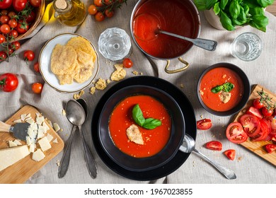 Tomato Soup With Parmesan Chips