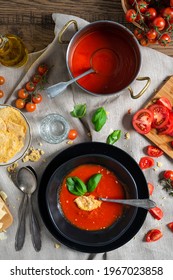 Tomato Soup With Parmesan Chips