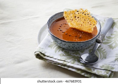 Tomato Soup With Parmesan Crisp