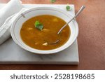 Tomato soup with potato and lentils