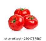 Tomato vegetables isolated on white background. Natural, organic and fresh whole tomatoes. Delicious and healthy ingredient for salads and seasonal food.