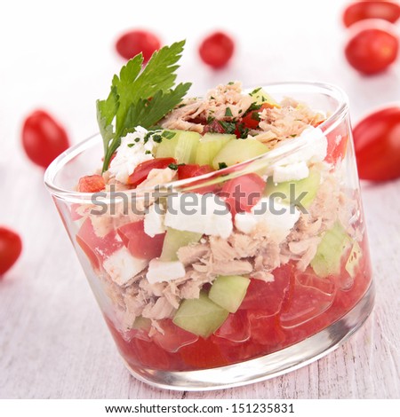 Similar – Fresh tomatoes and cucumbers in an eco bag close up.