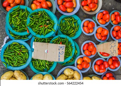 Tomatoes And Potatoes For Sale At Street Stall, Durban, South Africa, Africa