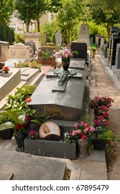 Tomb Of Edith Piaf At Pere Lachaise Cemetery In Paris