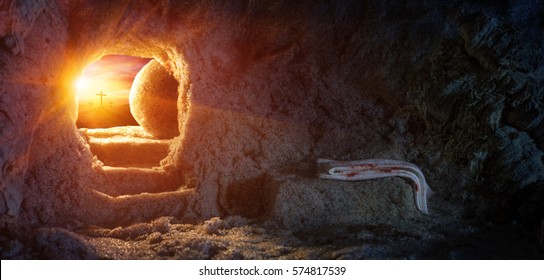 Tomb Empty With Crucifixion At Sunrise - Resurrection Of Jesus
 - Shutterstock ID 574817539