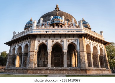 Tomb of Isa Khan Niazi a noble at the court of Sher Shah Suri built out of red sandstone in the Humayun Tomb Complex Delhi India