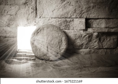 Tomb of Jesus. Jesus Christ Resurrection. Christian easter concept - Shutterstock ID 1675221169