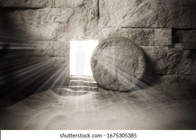 Tomb Of Jesus. Jesus Christ Resurrection. Christian Easter Concept