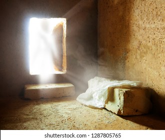 Tomb of jesus : Jesus Christ is Risen : Easter Day : Details of Jesus Christ’s Resurrection : Surrealism Background 