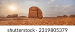 Tomb Lihyan Son of Kuza or Qasr al-Farid at Hegra, Saudia Arabia - most popular landmark in Mada