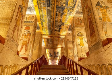 Tomb of pharaohs Rameses V and VI in Valley of the Kings, Luxor, Egypt - Shutterstock ID 2154847113