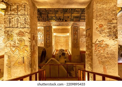 Tomb of pharaohs Rameses V and VI in Valley of the Kings, Luxor, Egypt - Shutterstock ID 2209895433
