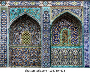 Tomb of  Sheikh Safiodin in Ardabil Iran. A wall decorated by tile and islamic ornaments