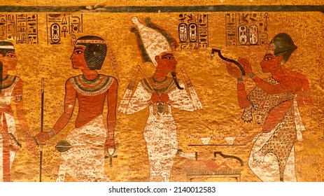 Tomb of Tutankhamun KV62 Northern Wall Burial chamber in the valley of the kings west luxor Egypt￼ - Shutterstock ID 2140012583