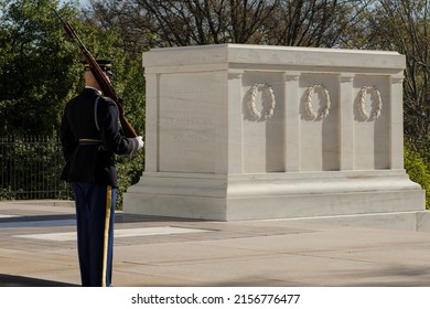 Tomb Of The Unknown Soldier Sentinel Stands Watch Washington DC Arlington National Cemetery