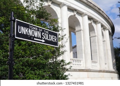 Tomb Of The Unknown Soldier Sign At Arlington National Cemetary