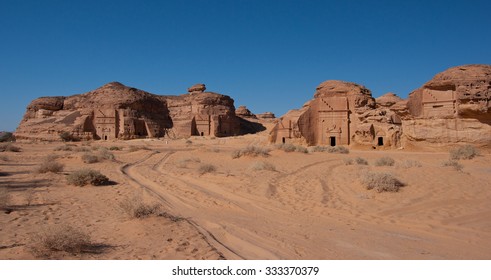 Tombs And Landscape In Al-Hijr Al Hijr Archaeological Site Madain Saleh In Saudi Arabia