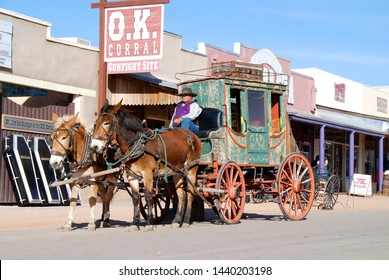 Tombstone, Arizona, 04/06/2012
Historic Coach In Front Of O.K. Corral In Western Town Of Tombstone