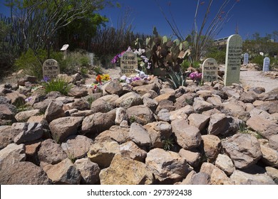 Tombstone, Arizona, USA, April 6, 2015, Boot Hill Cemetery, Old Western Town Home Of Doc Holliday And Wyatt Earp And Gunfight At The O.K. Corral