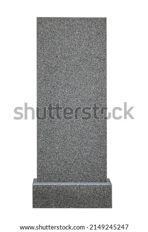 Tombstone made of gray granite. Tomb stone isolated on white background.