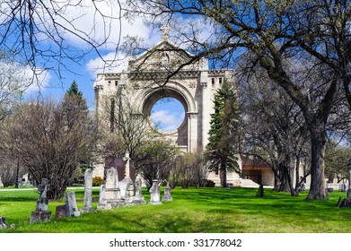 Tombstones In Front Of Saint Boniface Cathedral, Winnipeg, Canada