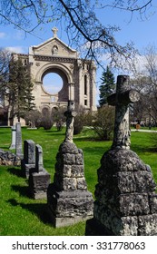 Tombstones In Front Of Saint Boniface Cathedral, Winnipeg, Canada