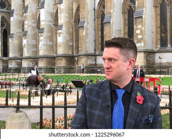 Tommy Robinson visits a war memorial in London, UK, 11/06/18