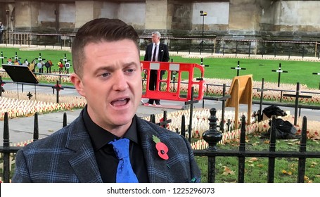 Tommy Robinson visits a war memorial in London, UK, 11/06/18