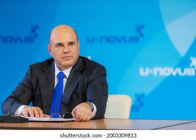 TOMSK, RUSSIA - JULY 7, 2021: Mikhail Mishustin Russian Politician And Economist Serving As Prime Minister Of Russia