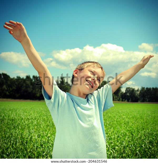 Toned Photo Happy Kid Hands Summer Stock Photo 204631546 | Shutterstock