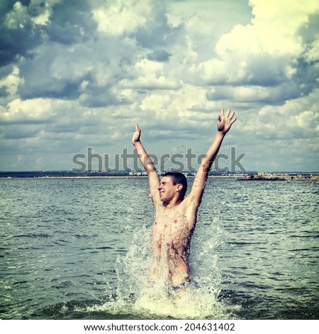 Similar – Image, Stock Photo breakwater Lifestyle Joy