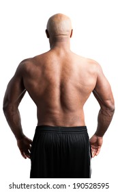 Toned And Ripped Body Builder With A Muscular Back.