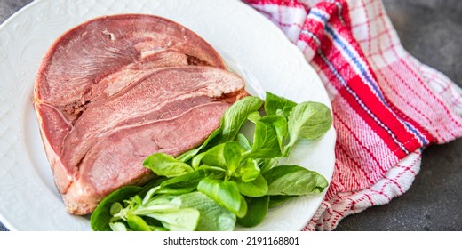 Tongue Pork Meat Fresh Healthy Meal Food Snack On The Table Copy Space Food Background