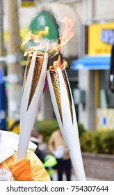 Tongyeong, South Korea - November 13, 2017. Olympic Flame For 2018  PyeongChang Winter Olympics